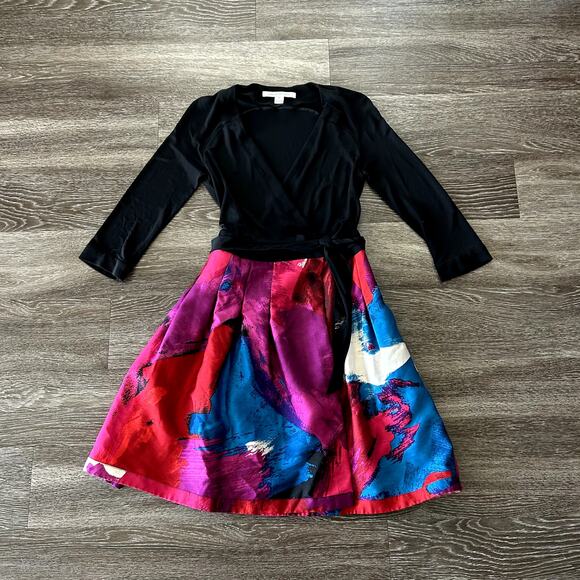 EUC Diane‎ von Furstenberg Jewel Wrap Dress Silk & Wool Multicolor Skirt Sz 8 - Picture 12 of 16